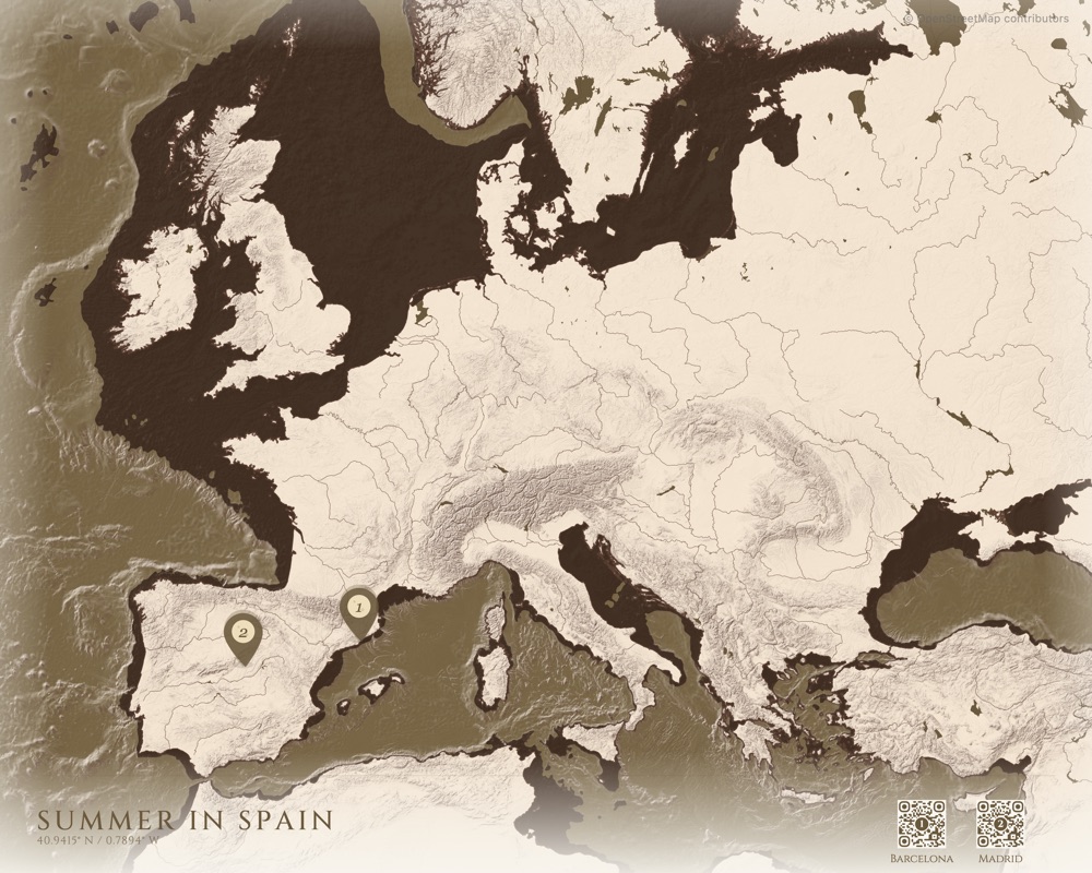 Terrain + bathymetry — Europe